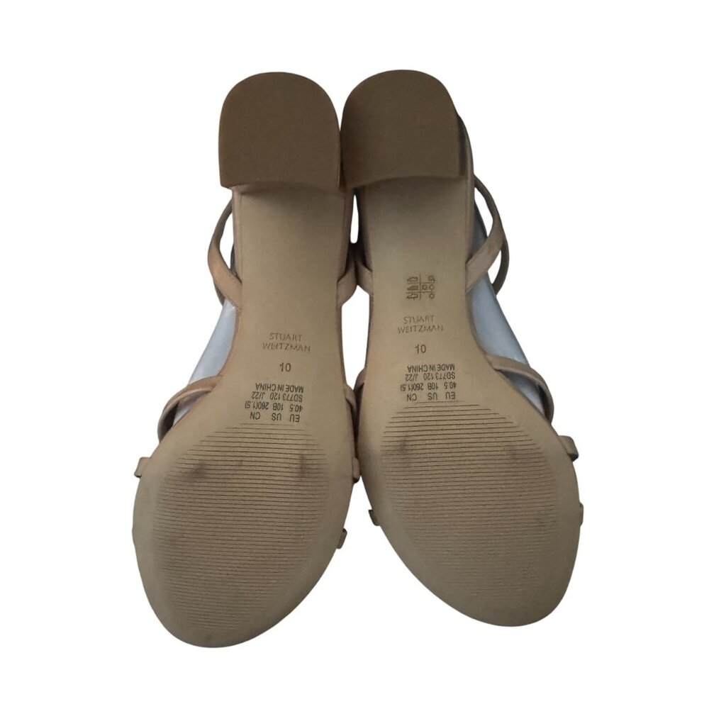 Stuart Weitzman Starla Strappy Block Heel Sandal Golden Beige, Size 10 WORN ONCE - Picture 9 of 11